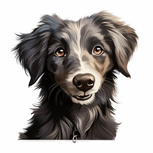 Cartoon dog in the style of Chiaroscuro Art, on white background