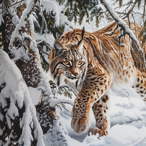 Majestic lynx in a snowy forest