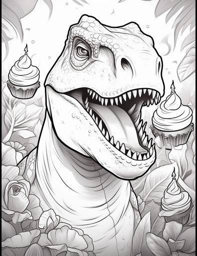Dinosaur birthday coloring page for kids