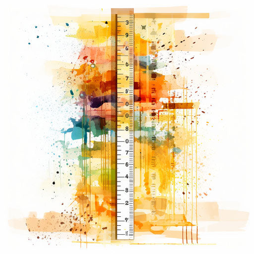 Ruler clipart in the style of Impressionistic Art, on a white background