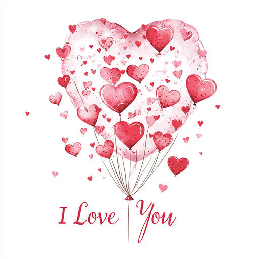 Heart-shaped balloon with cursive words of love