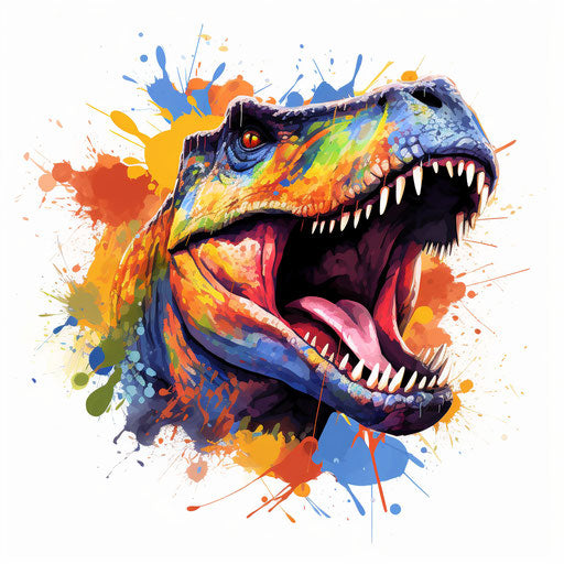T-rex clipart in the style of Impressionistic Art, on white background