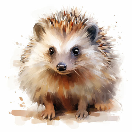 Hedgehog clipart in the style of Oil painting, on a white background