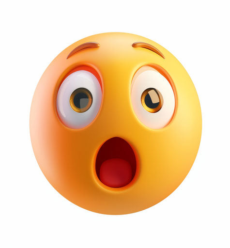 Shocked face emoji clipart, white background, high resolution