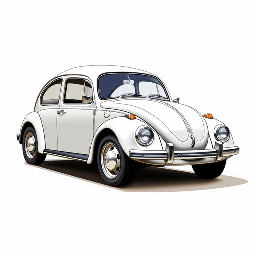 Classic Volkswagen Beetle car on white background