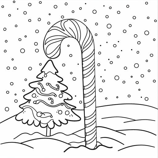 Giant candy cane in the snow