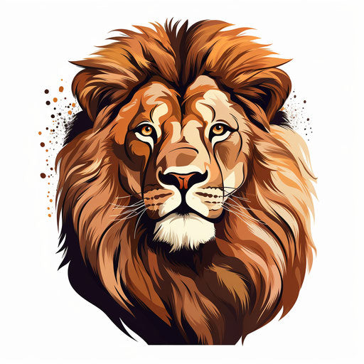 Cartoon lion in Chiaroscuro Art style, on white background