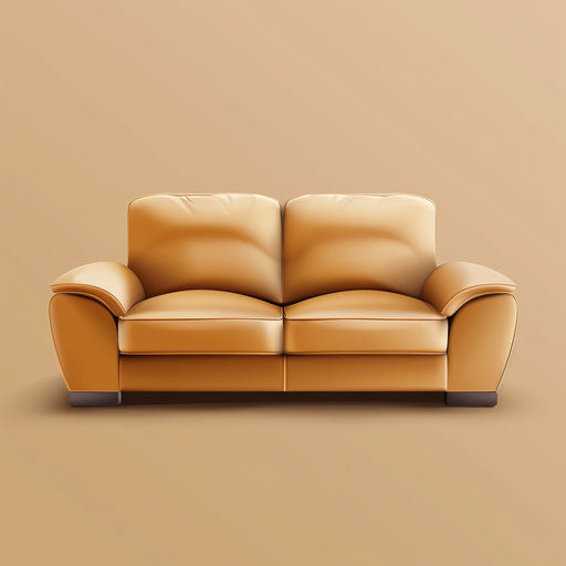 Sofa clipart in photo realistic style with flat random background