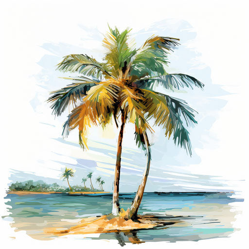Coconut tree in the style of Impressionistic Art