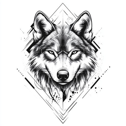 Abstract geometric shapes wolf tattoos for men