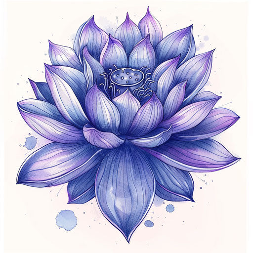 Sketch of a lotus flower in full bloom tattoo style