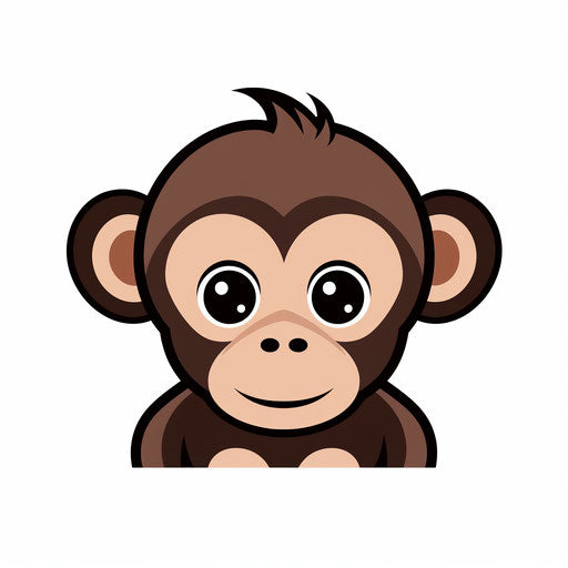 Monkey illustration in Minimalist style, on white background