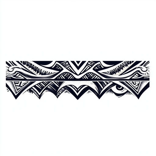 A beautiful tribal armband tattoo with triangles and waves on white
