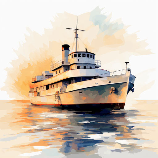 Ship illustration in the style of Impressionistic Art