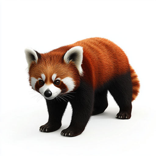 3D red panda in photorealistic style on flat white background