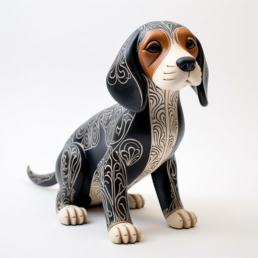 Realistic black and white beagle figurine