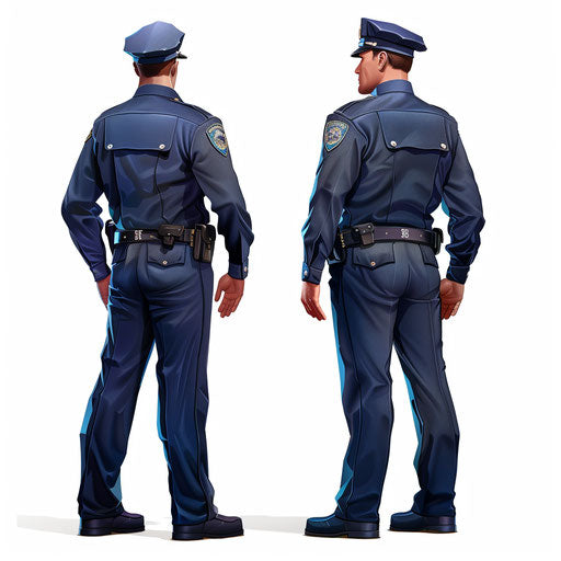 Police clipart in photo realistic style with flat white background