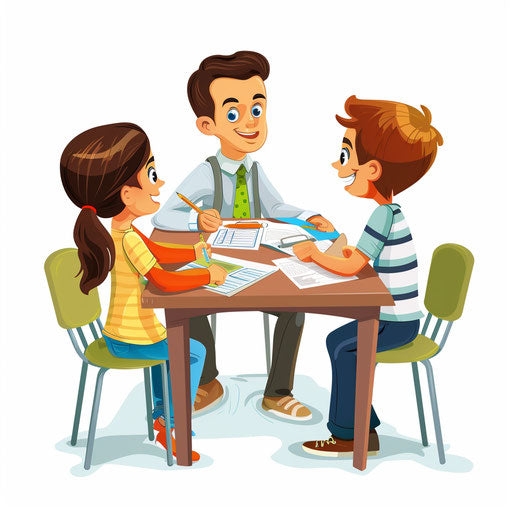 Parent teacher conference clipart on flat white background