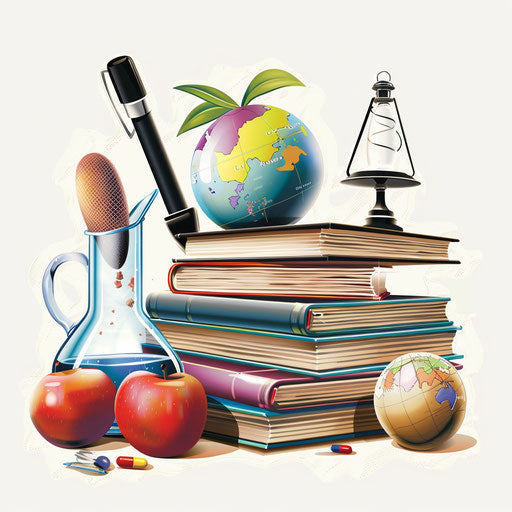 Realistic education clipart on flat white background