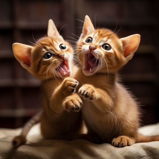 Abyssinian cat kittens playing