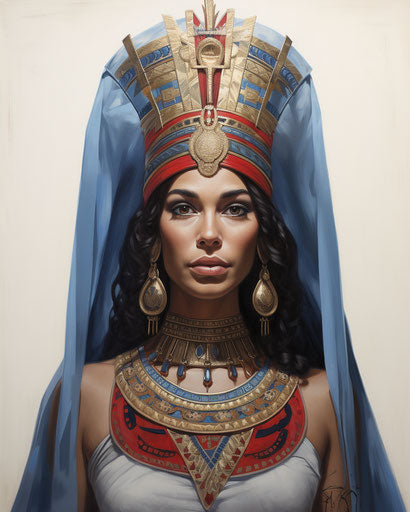 Portrait of an Egyptian woman in blue crown