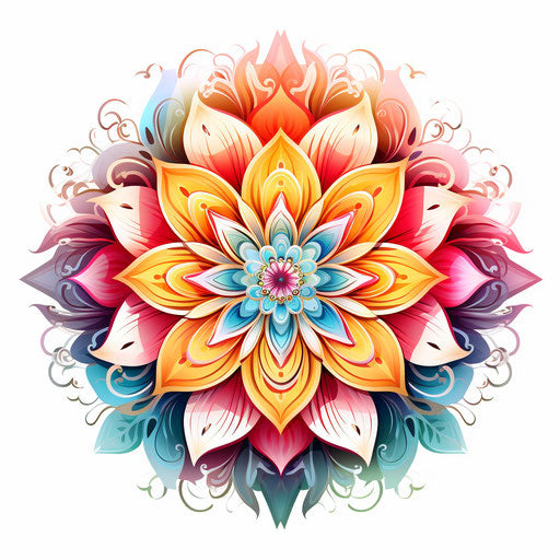 Rainbow flower in colored design