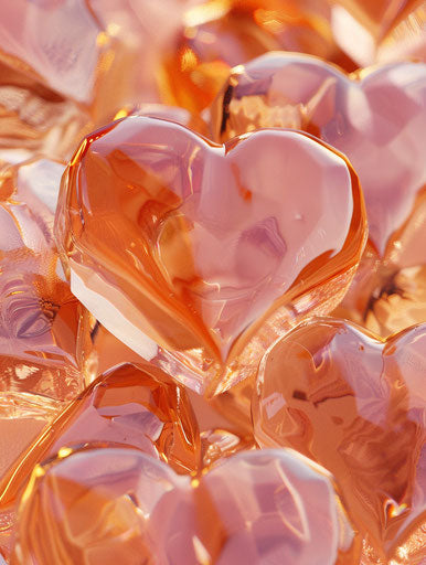 Heart with hearts, light pink and amber