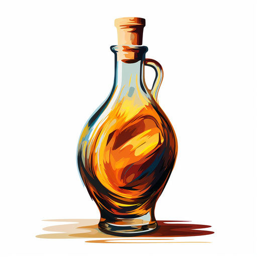 Bottle illustration in the style of oil painting, on white background