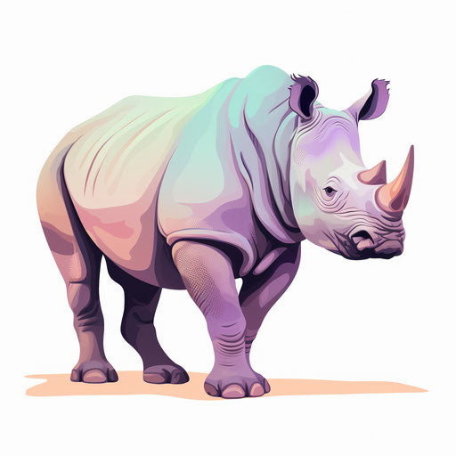 Rhino clipart in the style of Pastel Colors Art, on a white background