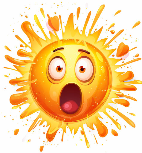Shocked face emoji clipart, warm colors white background