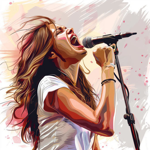 Singing clipart in photo-realistic style on flat white background