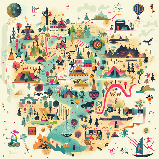 Festival map with icons of cultural and music festivals