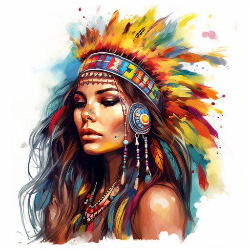 Boho rainbow in Oil painting style, on white background