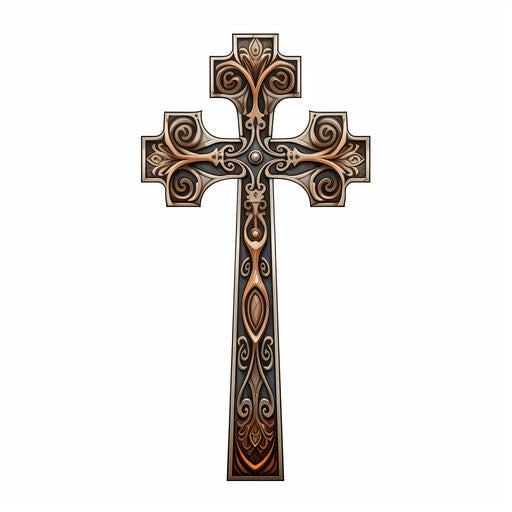 Clip art cross in the style of Chiaroscuro Art, on a white background