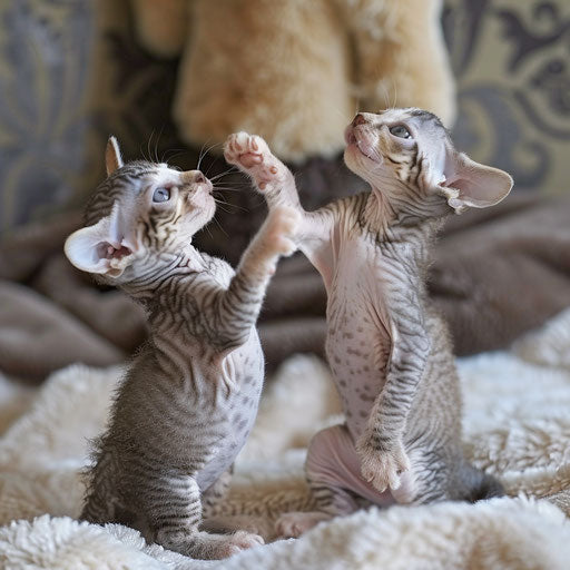 Cornish Rex cat kittens playing