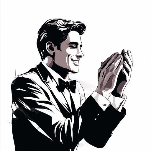 Clapping illustration in the style of Chiaroscuro Art, on a white background