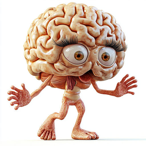 Eclectic Brain Caricature Clipart for Home Office Decor