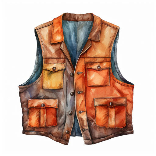 Vest clipart in the style of Oil painting, on a white background