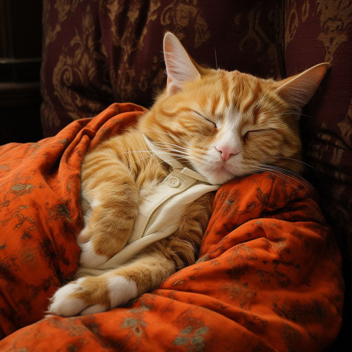 Manx cat sleeping on a couch
