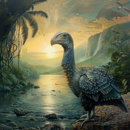 Dodo bird near a serene river