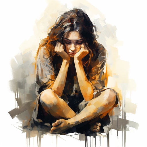 Depression clipart in the style of Oil painting, on a white background