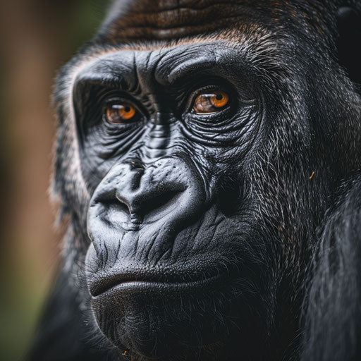 Close-up portrait of gorilla with gentle expression