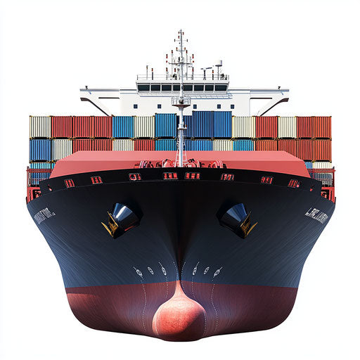 Realistic container ship, high resolution, isolated