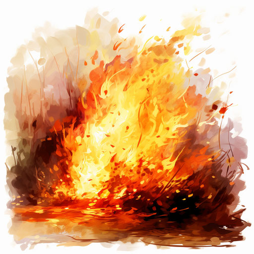 Fire illustration in the style of Impressionistic Art