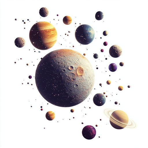 3D outer space with white background, photo realistic style