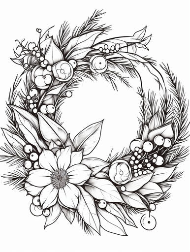 Christmas wreath coloring pages, Fujifilm Pro 400h style
