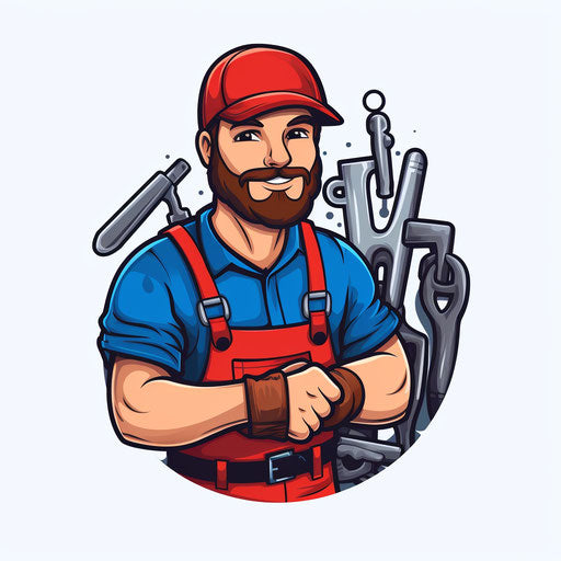 Minimalist-style plumber clipart on white background