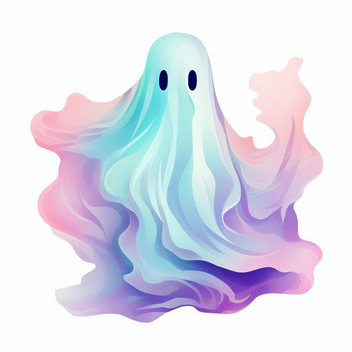 Ghost clipart in Pastel Colors Art style, on white background