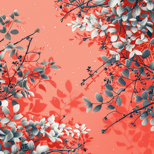 Realistic winter clipart on a flat, vibrant coral background