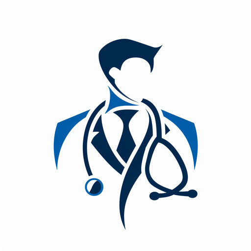 Doctor logo with sleek design in blue and white